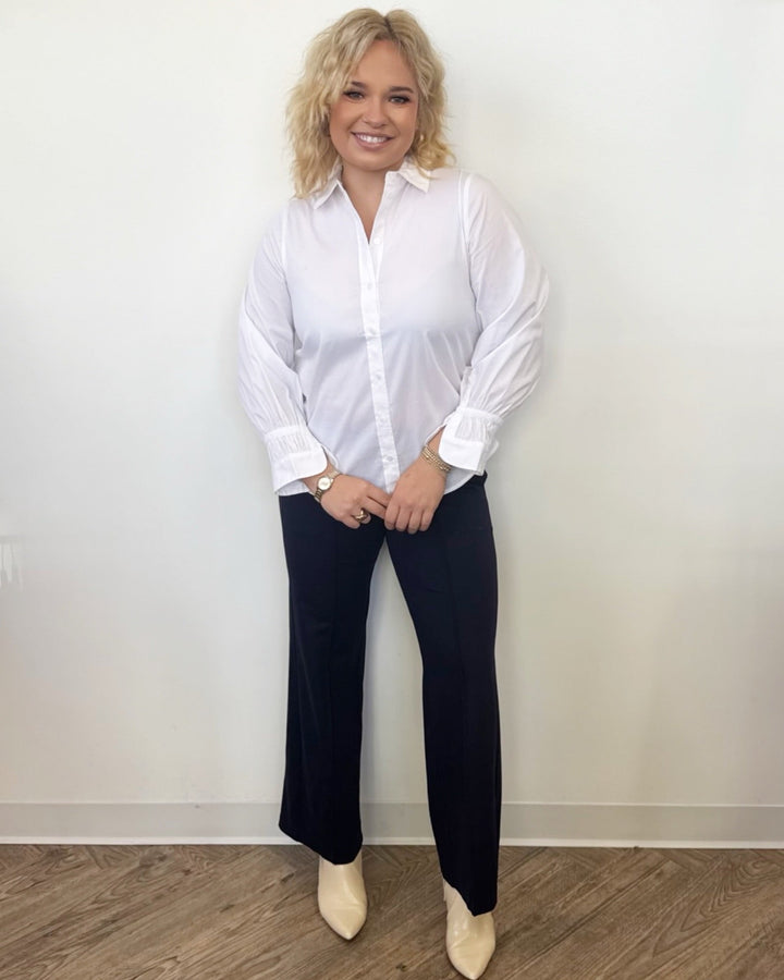 Delara White Button Down With Adjustable SleeveLM8J54G52