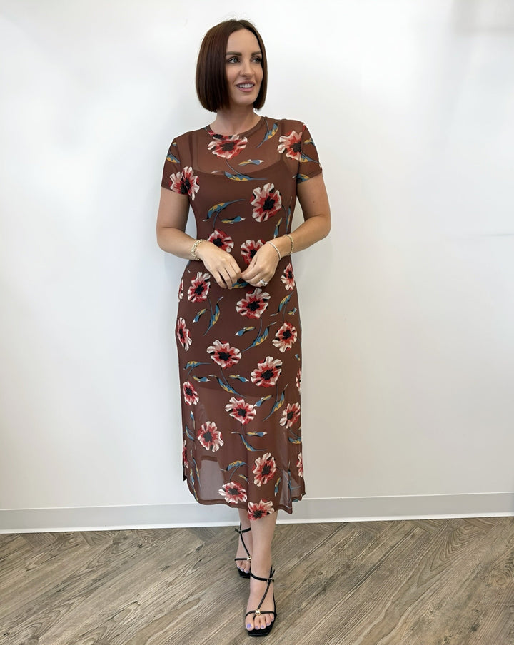 Dorian Printed Mesh Midi DressDress