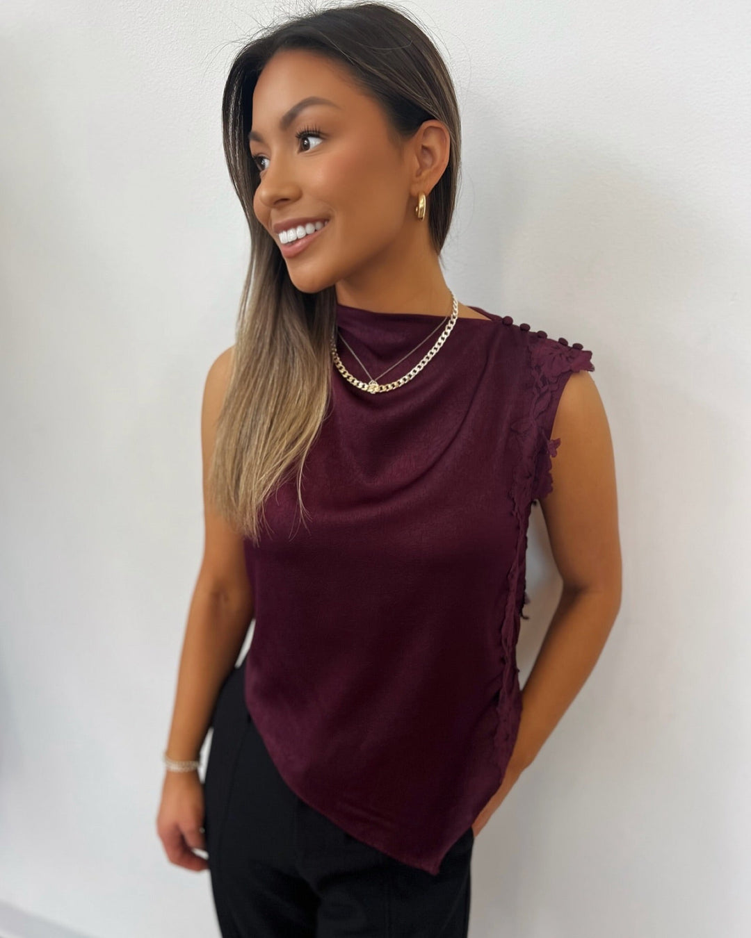 Eden Sleeveless Top with Asymmetrical HemSleeveless Top