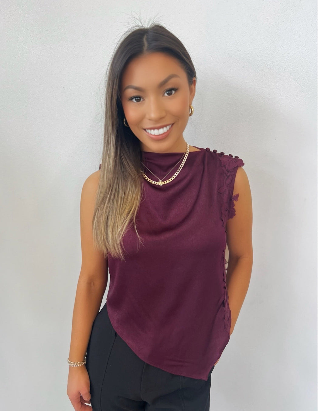 Eden Sleeveless Top with Asymmetrical HemSleeveless Top