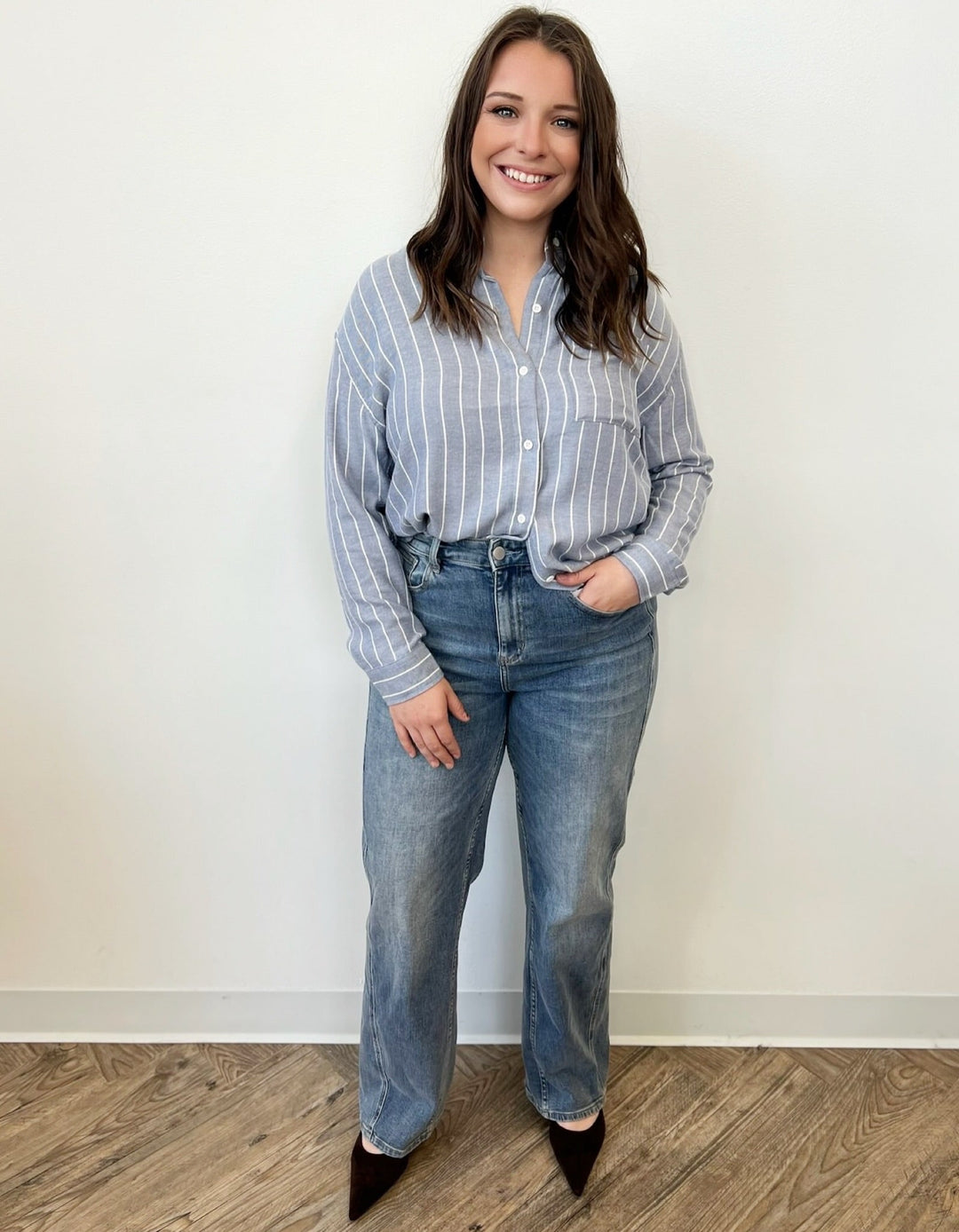 Edith Stripe Button Downbutton down shirt