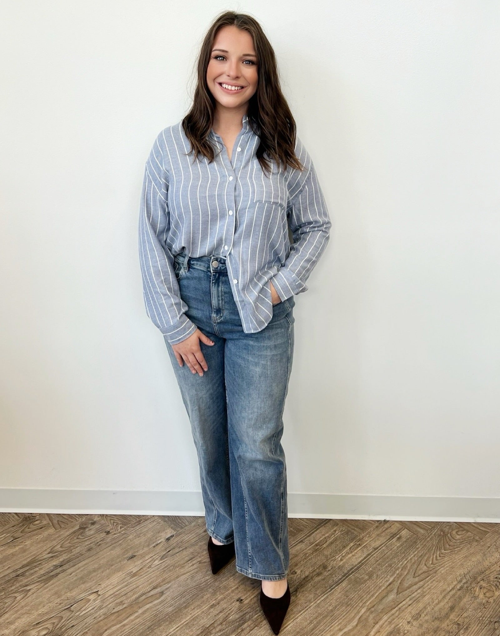 Edith Stripe Button Downbutton down shirt