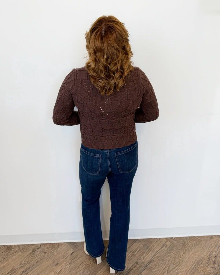 Ellis Pointelle Knit Long Sleeve Cardigancardigan