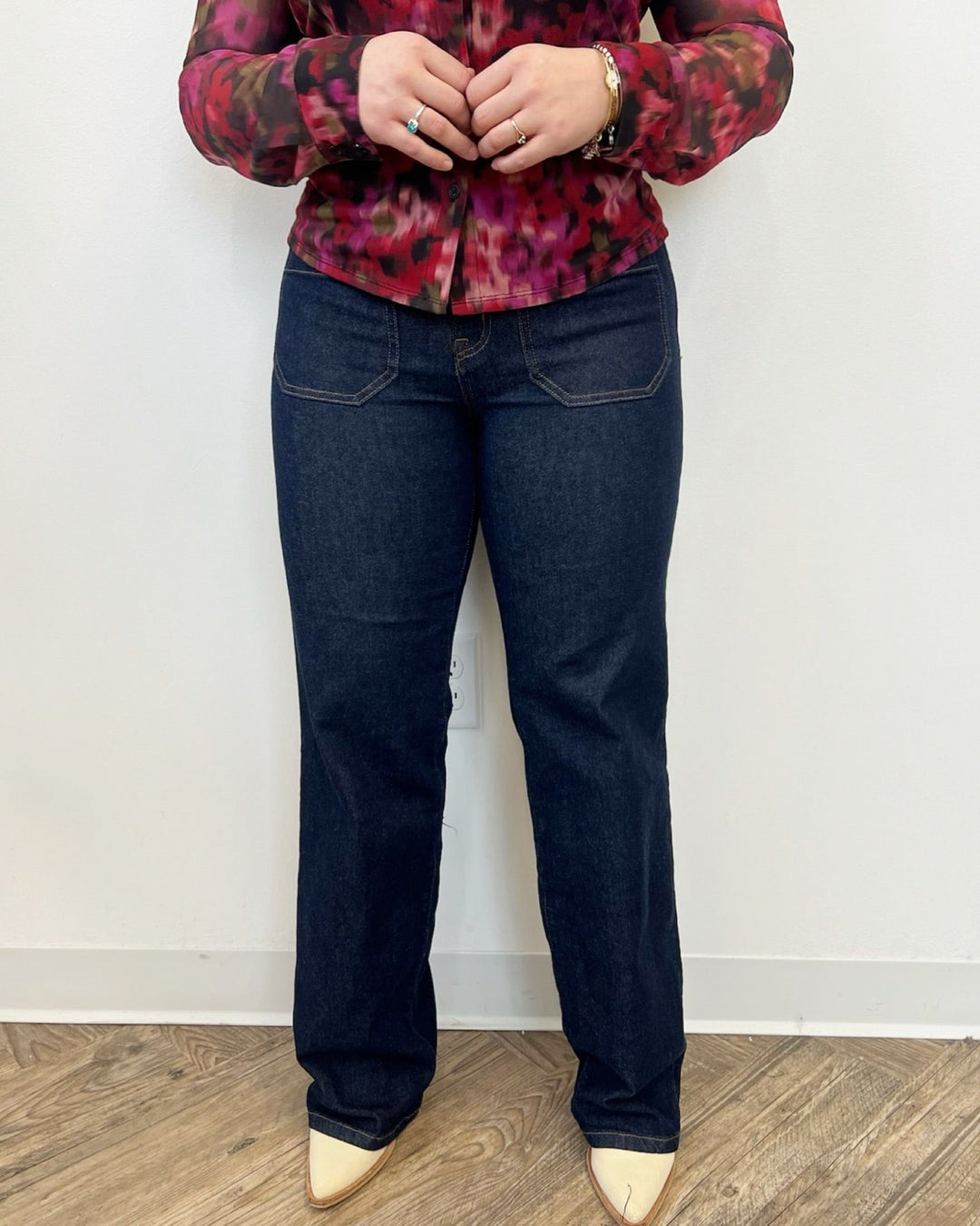 Ellis Straight Leg Denim with Patch PocketsJeans