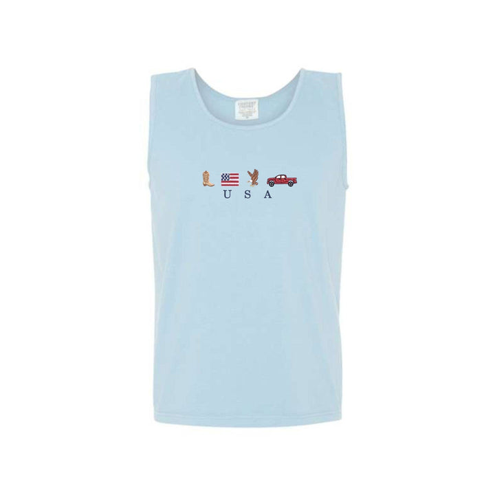 Embroidered USA Icons Comfort Colors Tank Top
