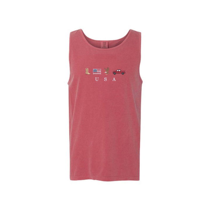 Embroidered USA Icons Comfort Colors Tank Top