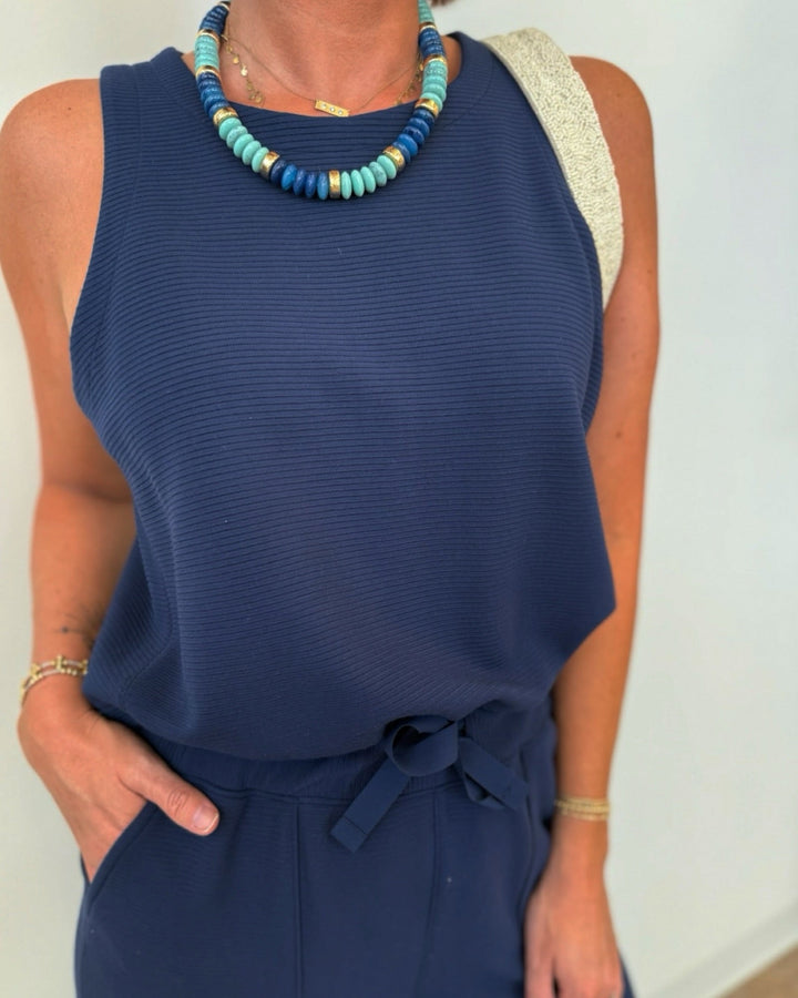 Enzo Sleeveless Full Length Ribbed Jumpsuitjumpsuit