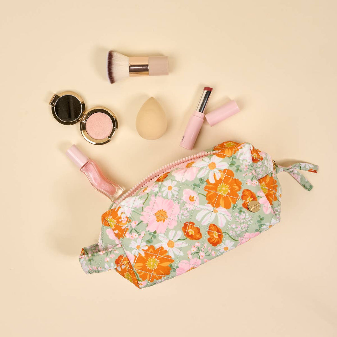 Essentials Quilted Cosmetic Pouch–Bouquet Beauty SageMY-QESSPCH-BBSG