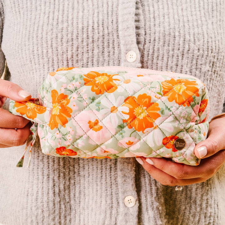 Essentials Quilted Cosmetic Pouch–Bouquet Beauty SageMY-QESSPCH-BBSG