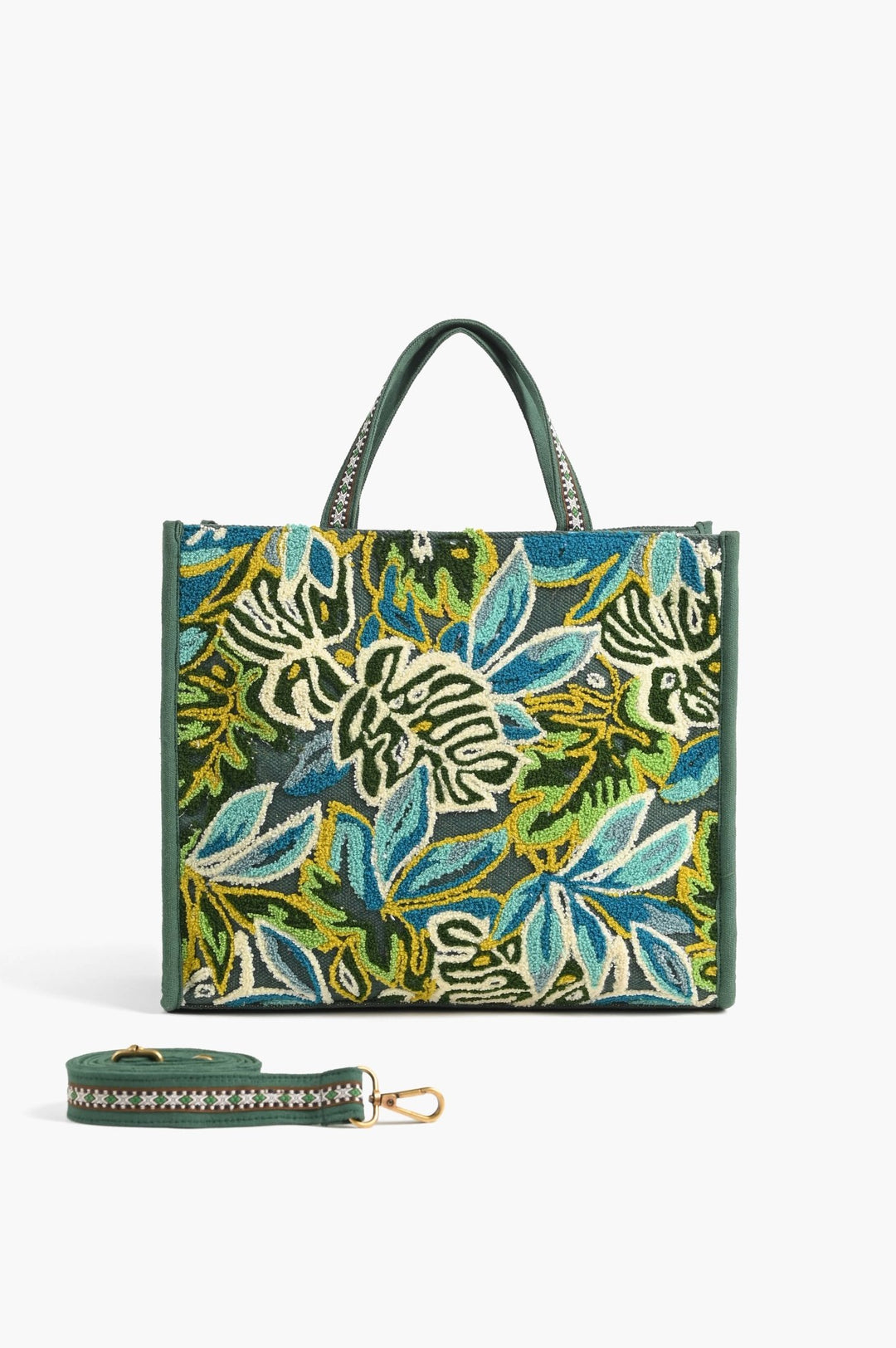 Evergreen Monstera Embellished BagAB23 - 811