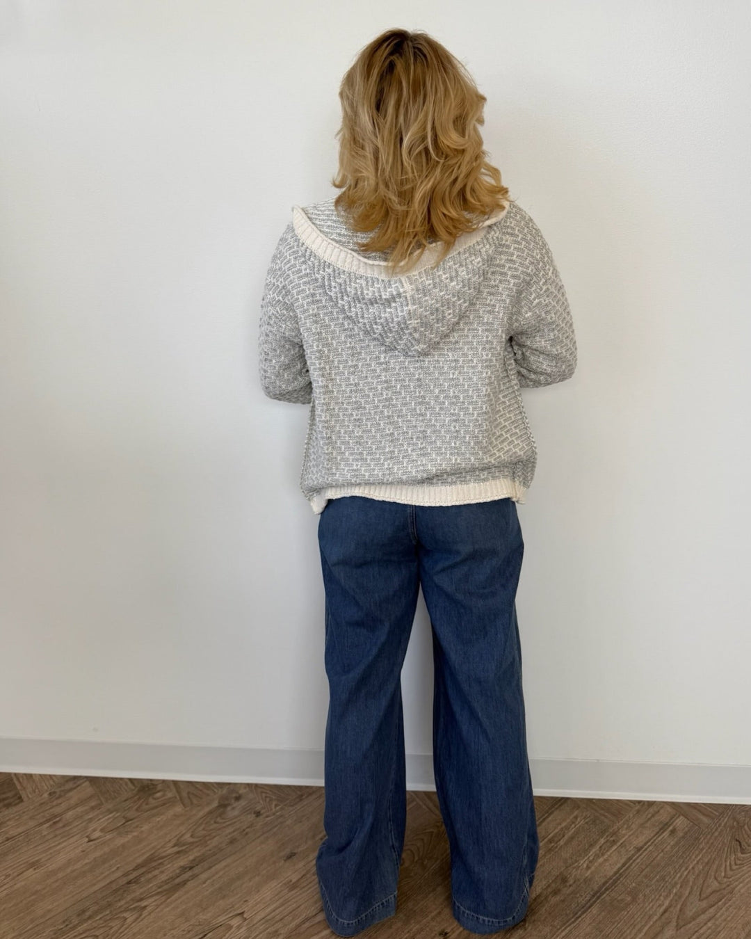 Florence Crosshatch Reversible Hooded Cardigancardigan