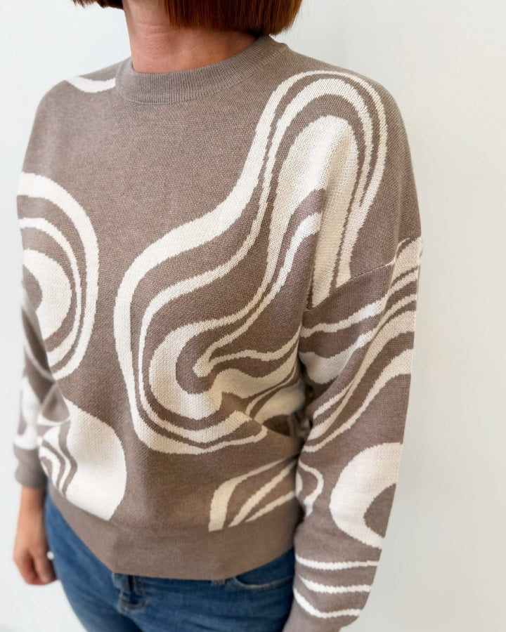 Fond Long Sleeve Abstract Knitlong sleeve knit
