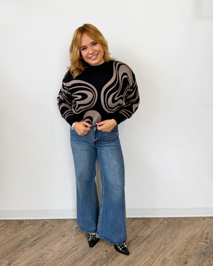 Fond Long Sleeve Abstract Knitlong sleeve knit
