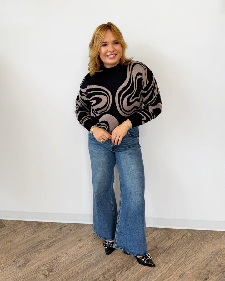 Fond Long Sleeve Abstract Knitlong sleeve knit
