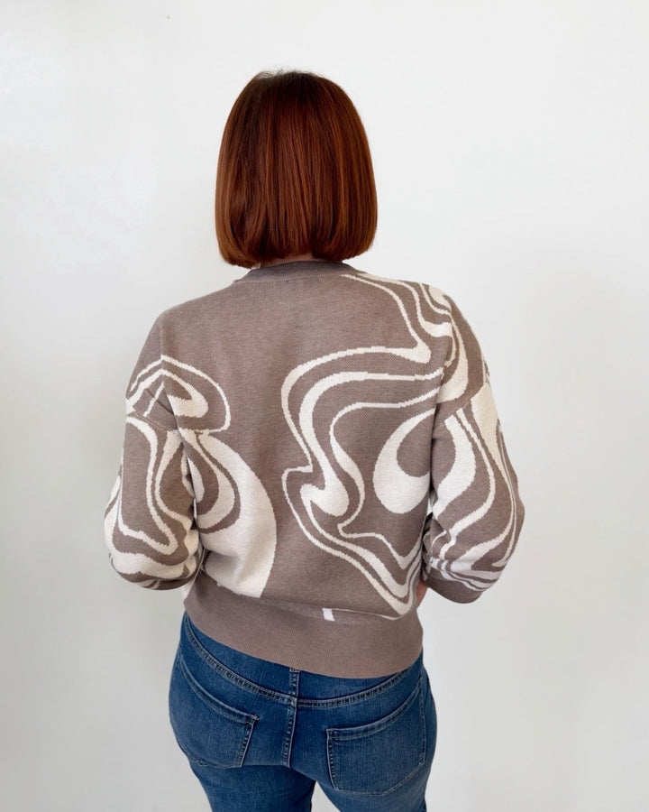 Fond Long Sleeve Abstract Knitlong sleeve knit