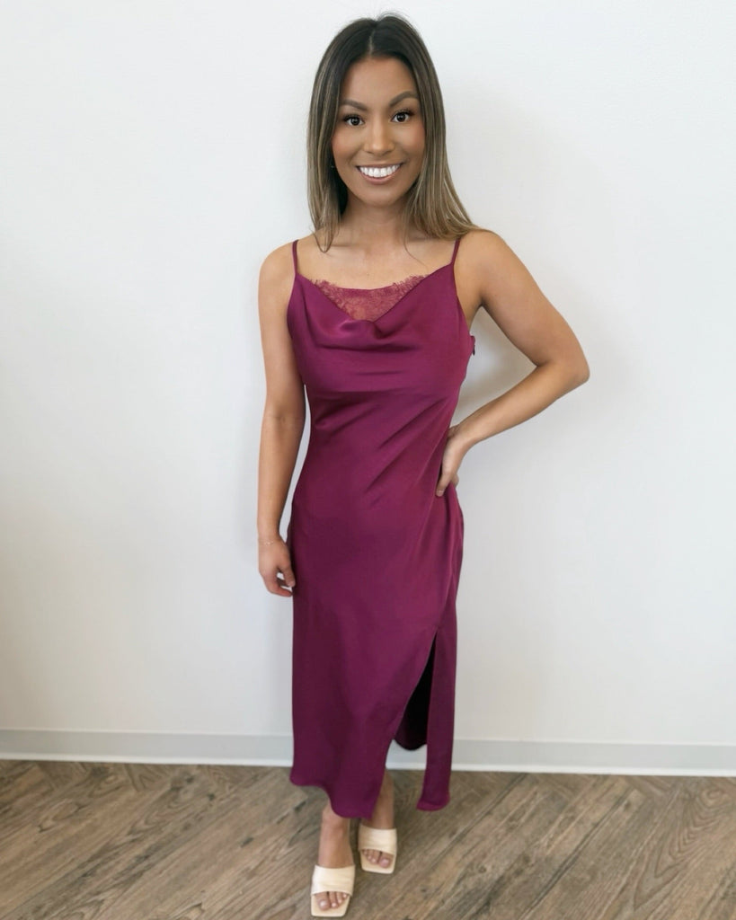 Francesca Satin Lace Slip Dress Raspberry / Small