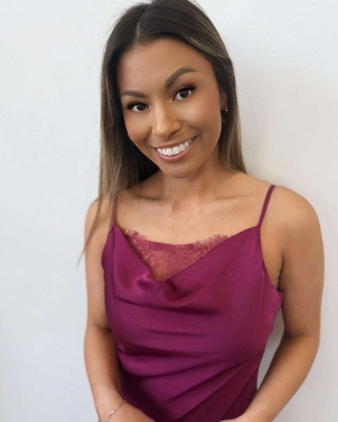 Francesca Satin Lace Slip Dress Raspberry / Small Francesca Satin Lace Slip Dress Raspberry / Small