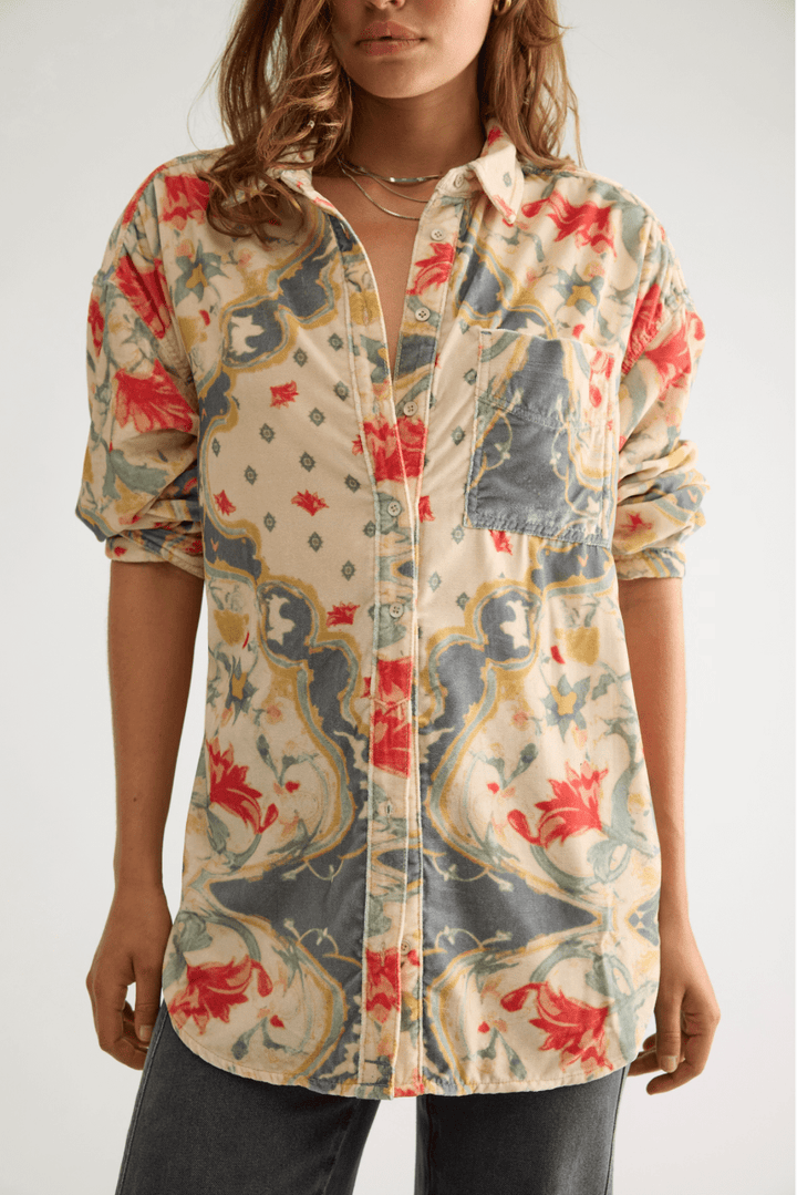 Free People Alexi Printed Velvet Shirtbutton down shirt