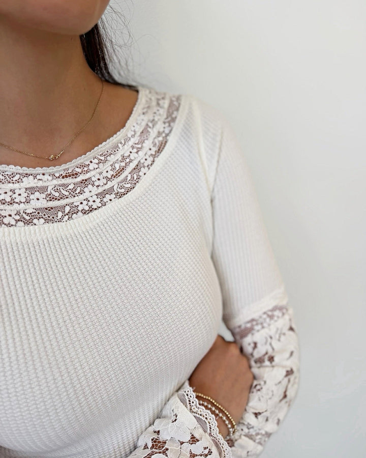Free People Amber Lace Cufflong sleeve top
