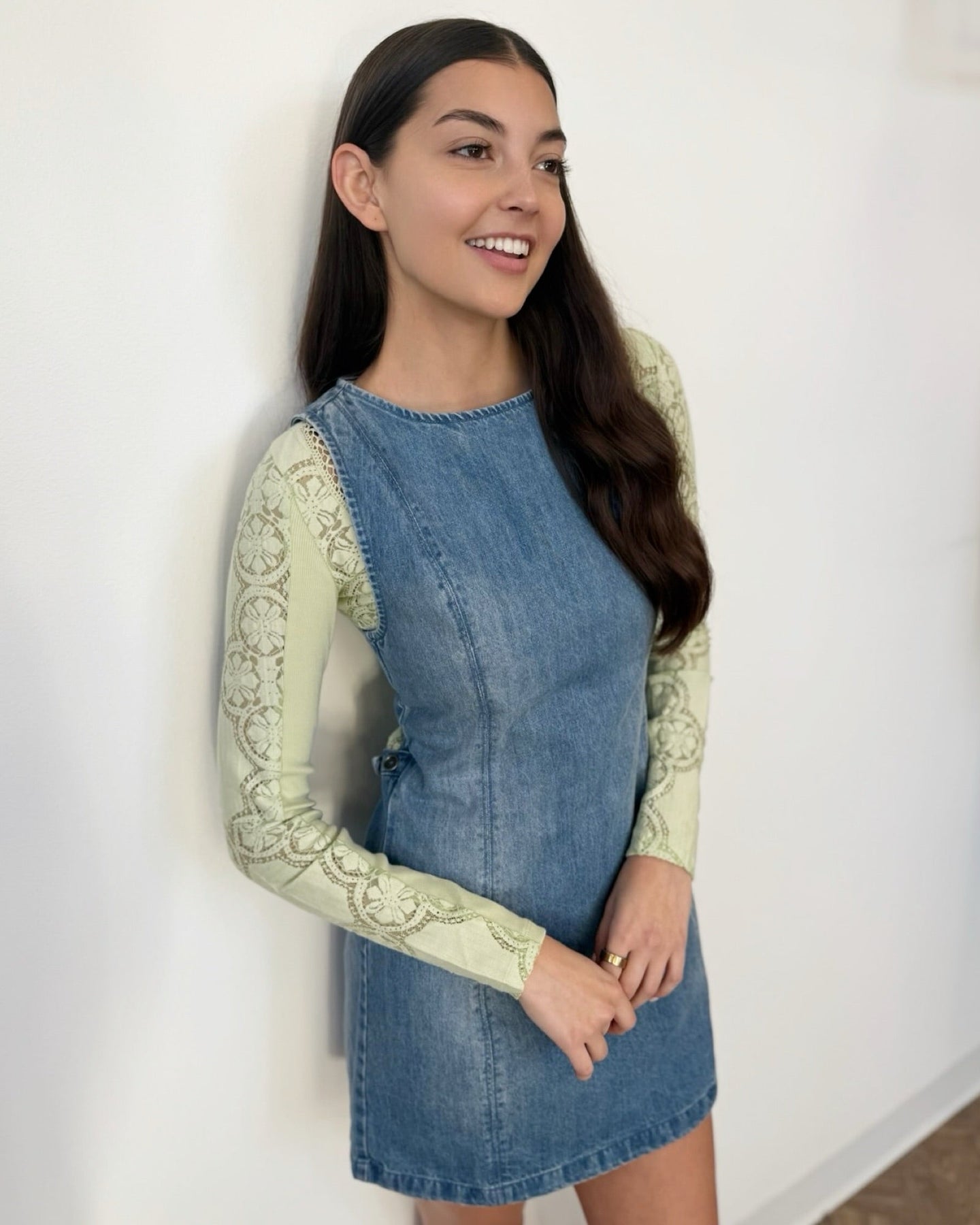 atlas denim mini dress Free People Atlas Denim Mini Dress