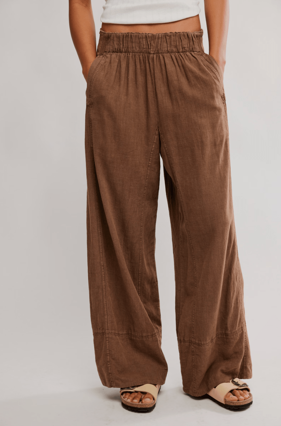 Free People Days End Linen Pull On Pantslinen pant