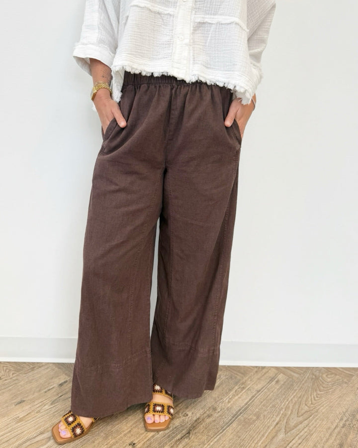 Free People Days End Linen Pull On Pantslinen pant