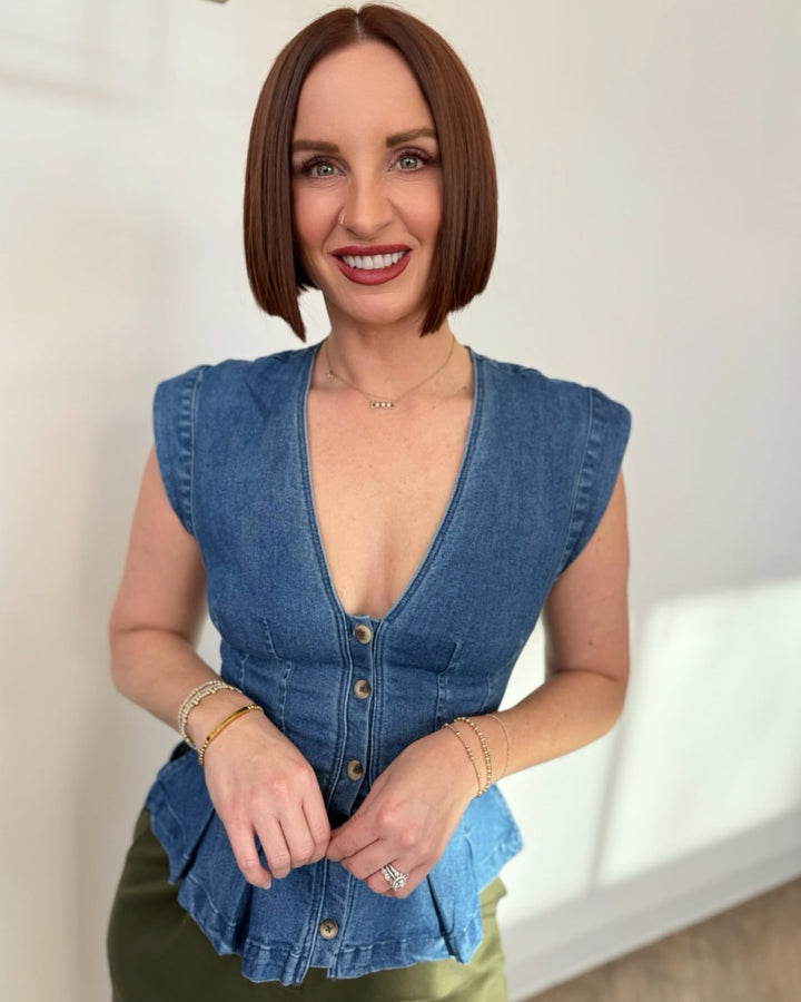 Free People Dylan Denim Vestdenim vest