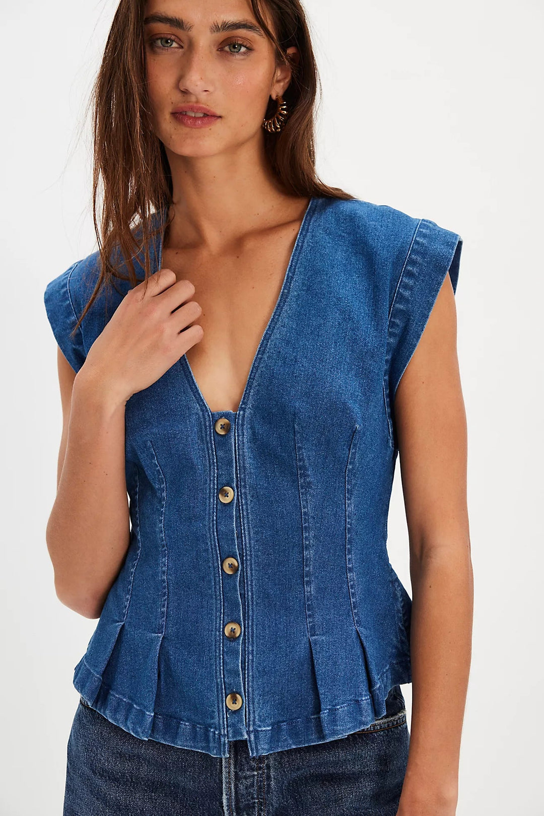 Free People Dylan Denim Vestdenim vest