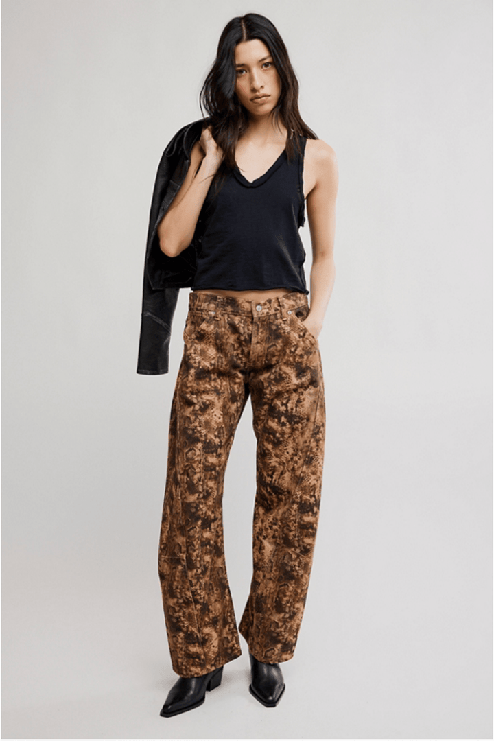 Free People Fable Low Rise Twisted Bowed Jeansfull length denim