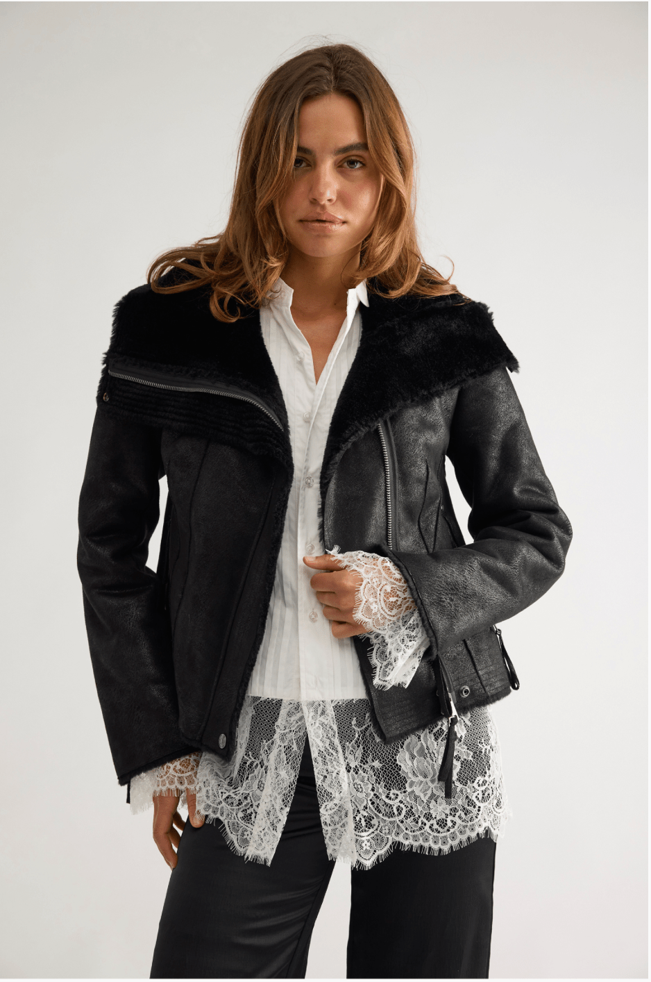 Free People Fourline Shearling Aviator Jacketjacket