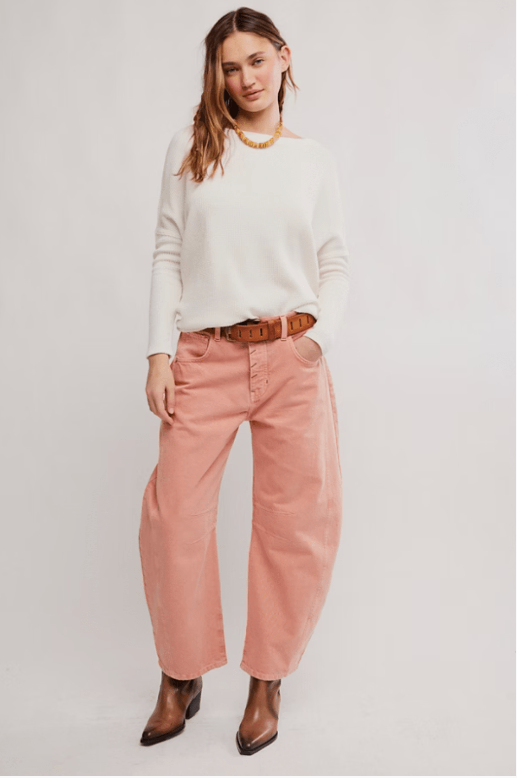 Free People Good Luck Mid Rise Barrelbarrel jeans