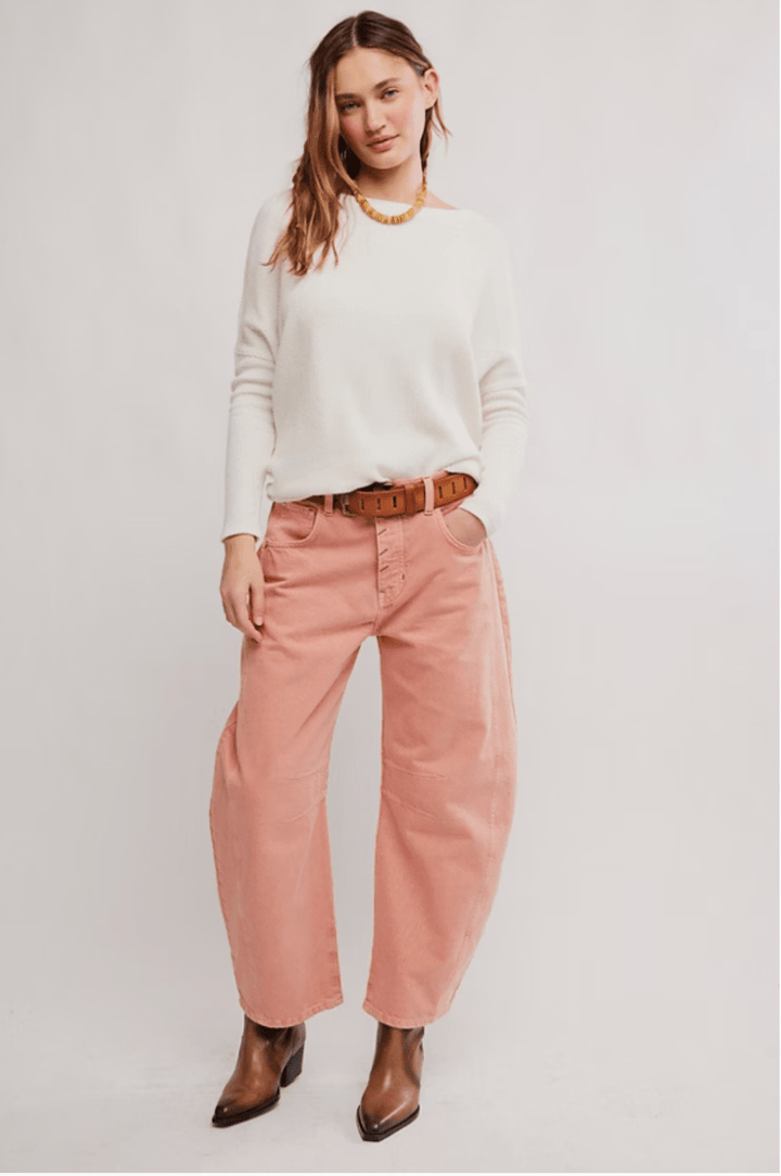 Free People Good Luck Mid Rise Barrelbarrel jeans