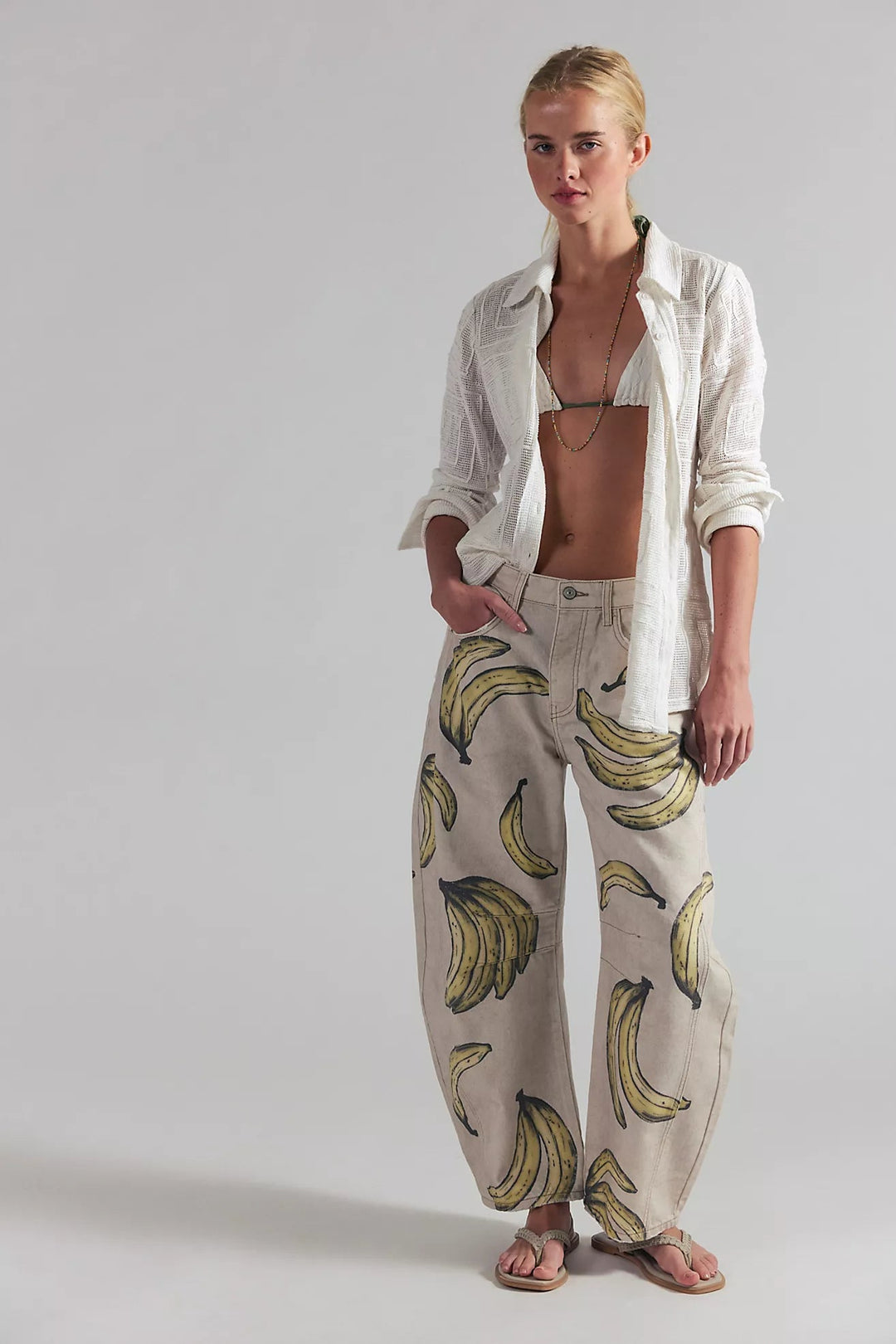 Free People Good Luck Printed Barrel Jeansbarrel jeans