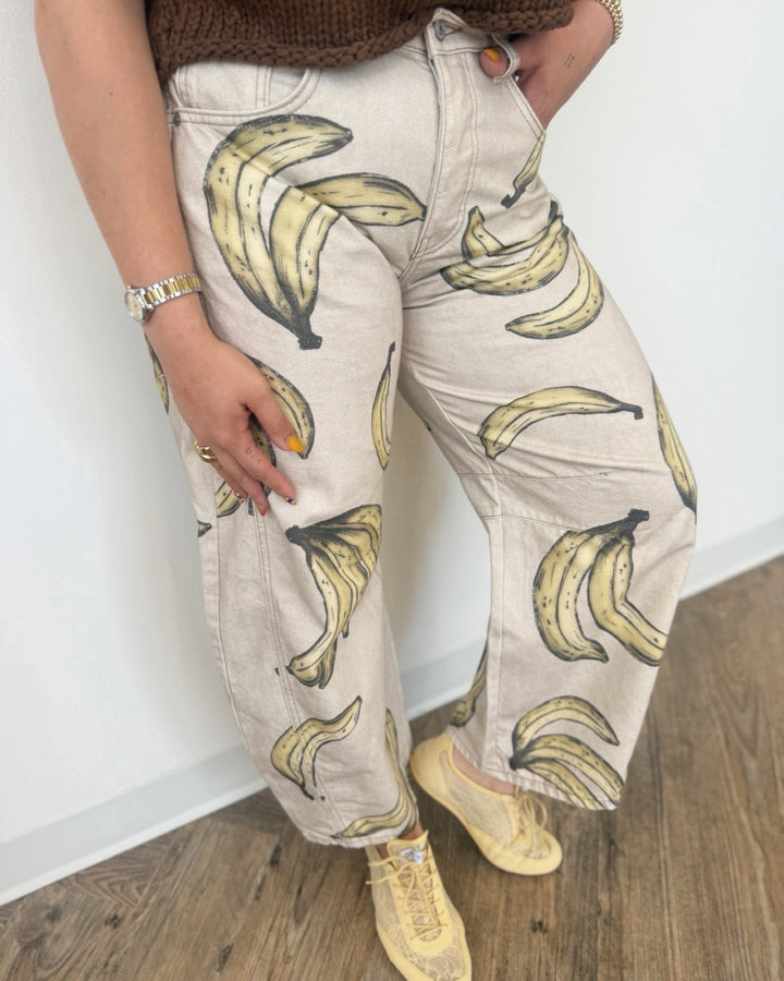 Free People Good Luck Printed Barrel Jeansbarrel jeans