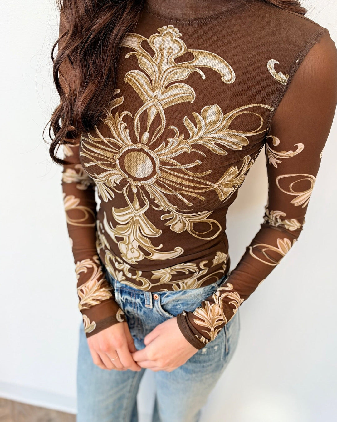 Free People Jessa Long Sleevelong sleeve mesh top