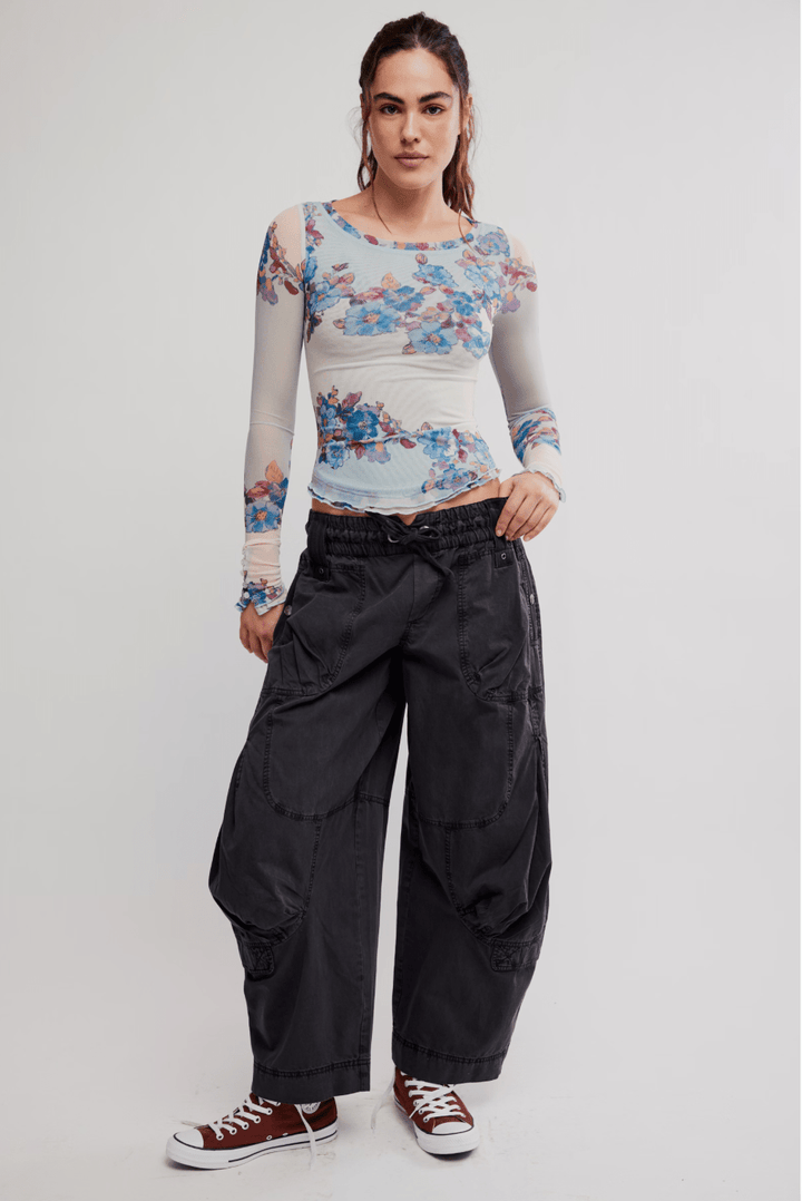 Free People Lilly Printed Long Sleeve Toplong sleeve mesh top