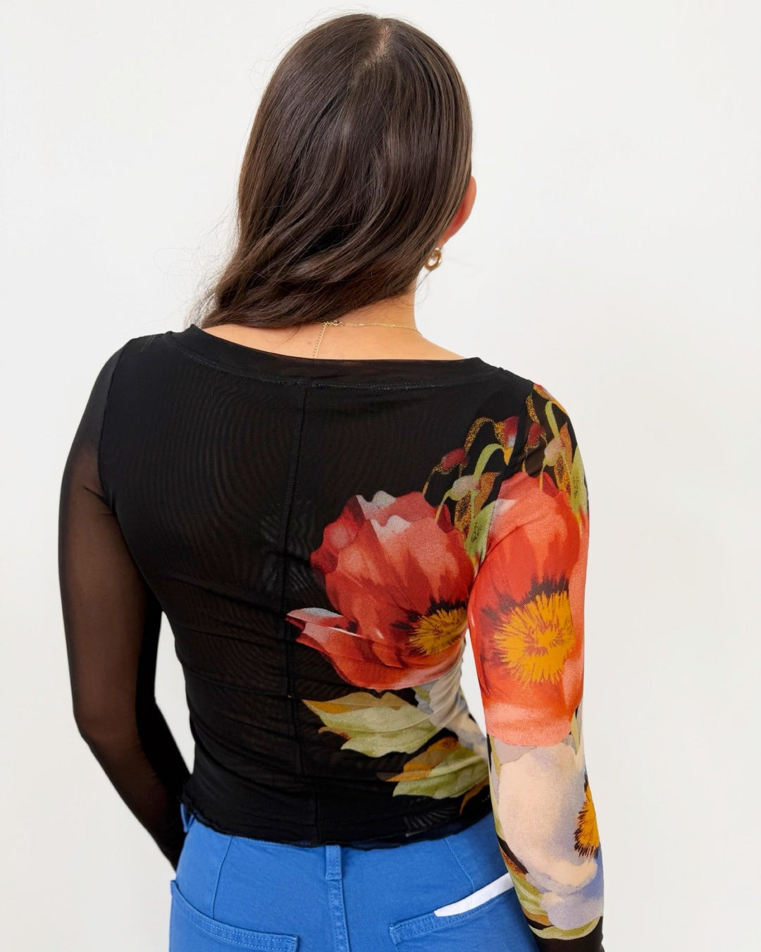 Free People Lilly Printed Long Sleeve Toplong sleeve mesh top