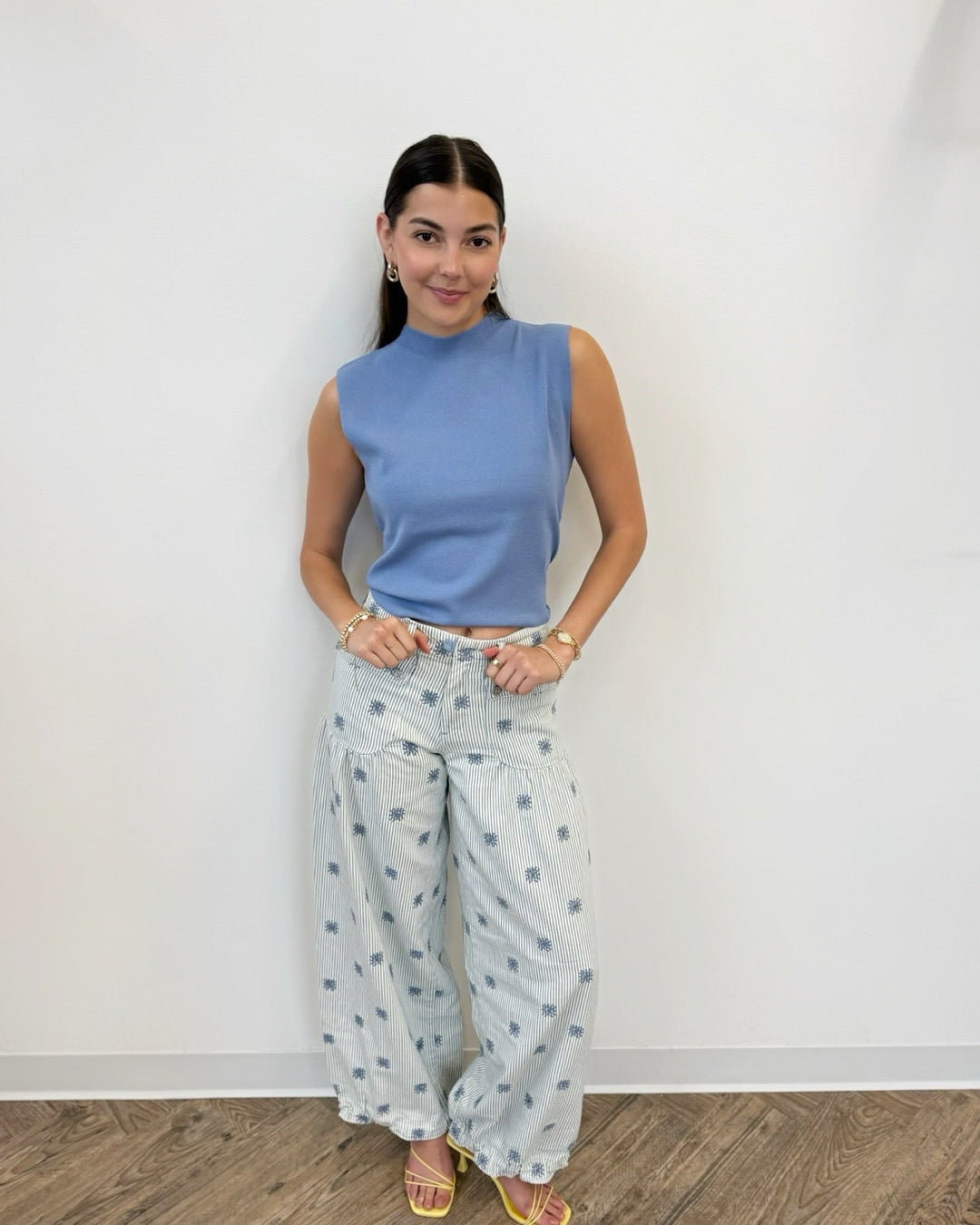 Free People Lotus Embroidered Railroad Balloon Jeansbarrel jeans