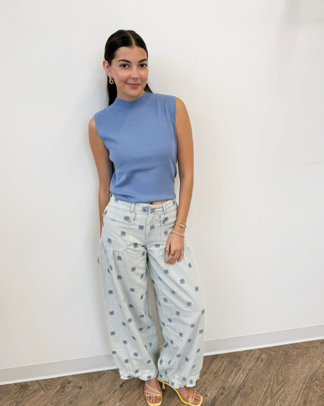 Free People Lotus Embroidered Railroad Balloon Jeansbarrel jeans