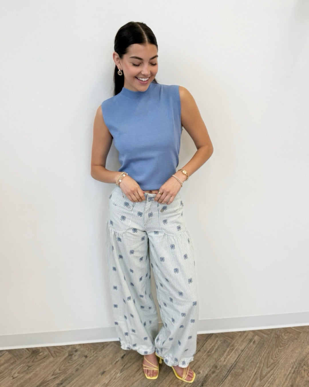 Free People Lotus Embroidered Railroad Balloon Jeansbarrel jeans