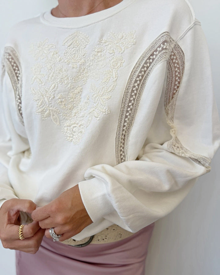Free People Love Lace Sweatshirtsweatshirt