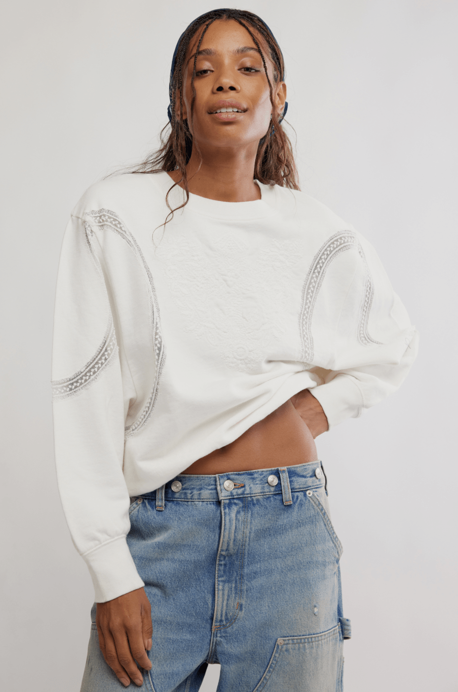 Free People Love Lace Sweatshirtsweatshirt