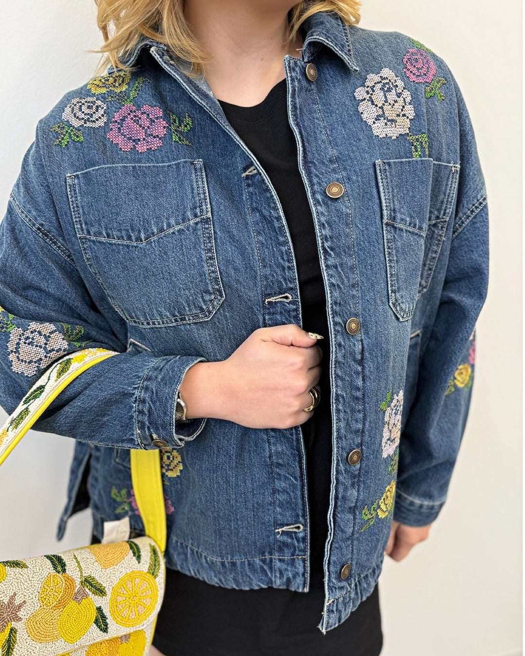 Free People Madison City Embroidered Jacketdenim jacket
