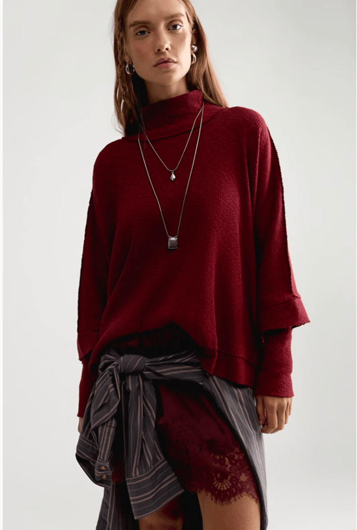 Free People Moon Daisy Thermal Pulloverlong sleeve pullover
