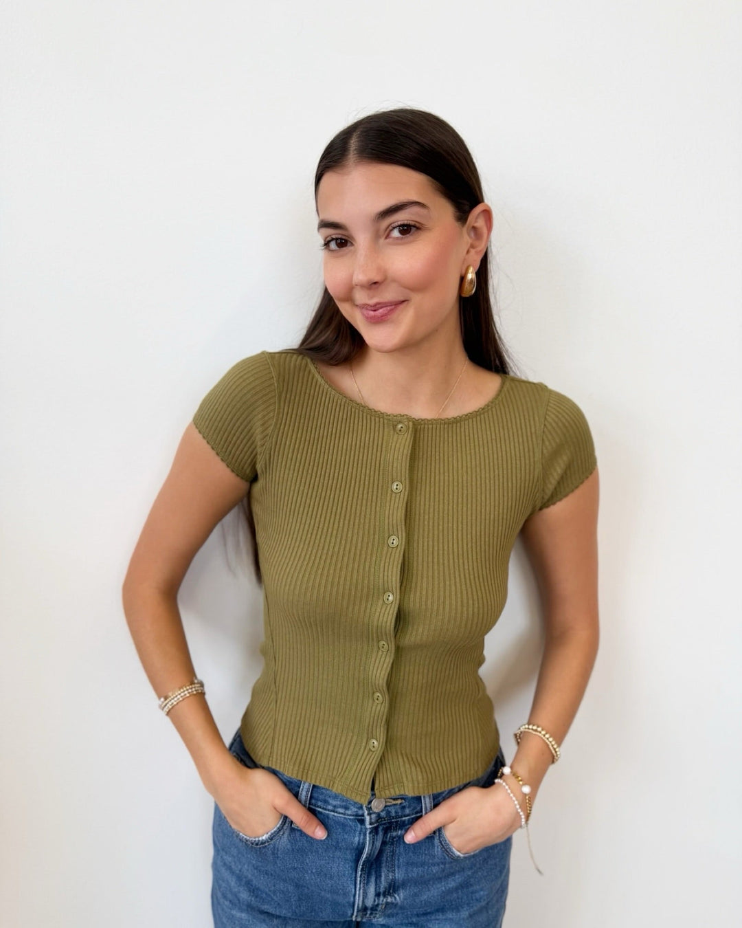 Free People Most Wanted Cardishort sleeve top