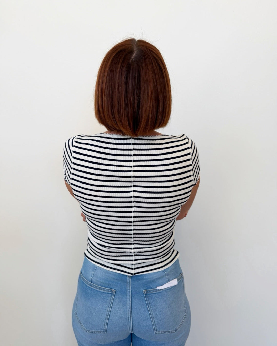 Free People Most Wanted Striped Cardishort sleeve top