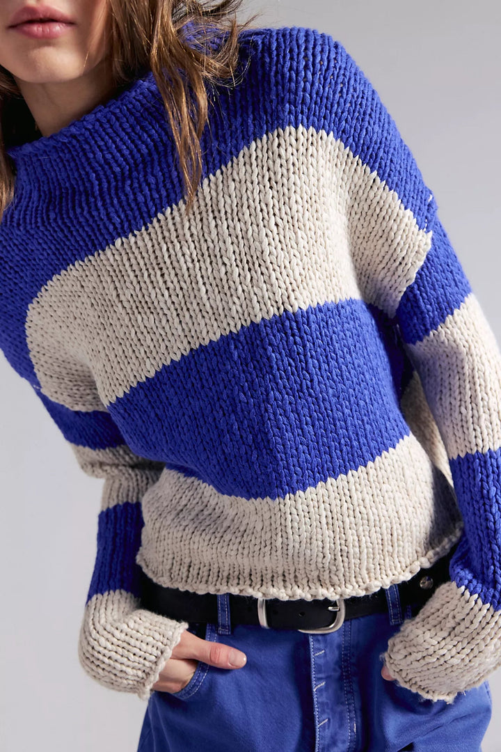 Free People Opal Rollneck Knit Stripe Sweaterlong sleeve knit