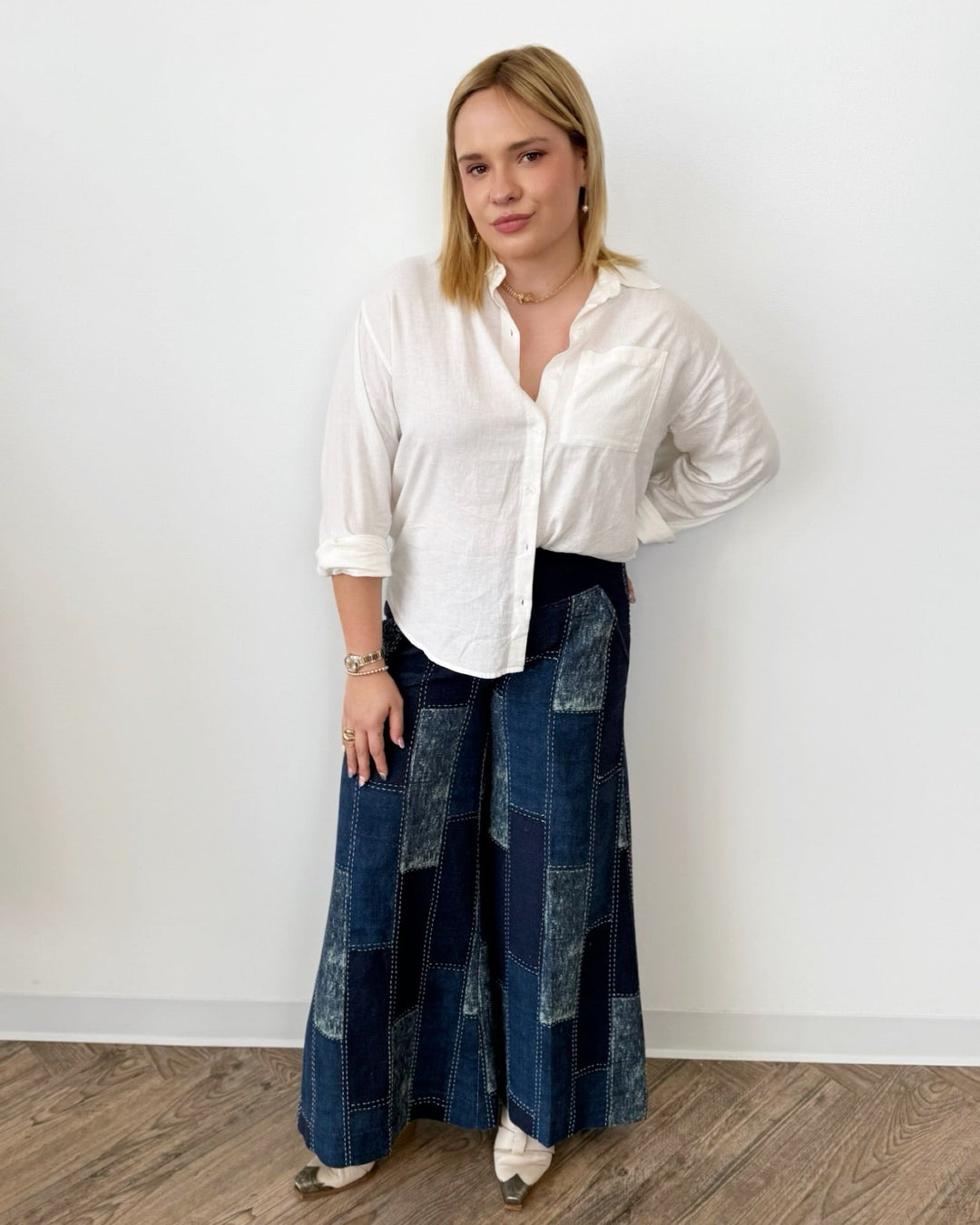 Free People Patches Wide Leg Flared Jeanswide leg jeans