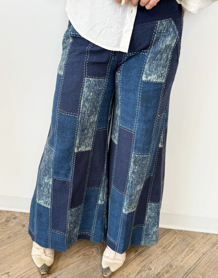 Free People Patches Wide Leg Flared Jeanswide leg jeans