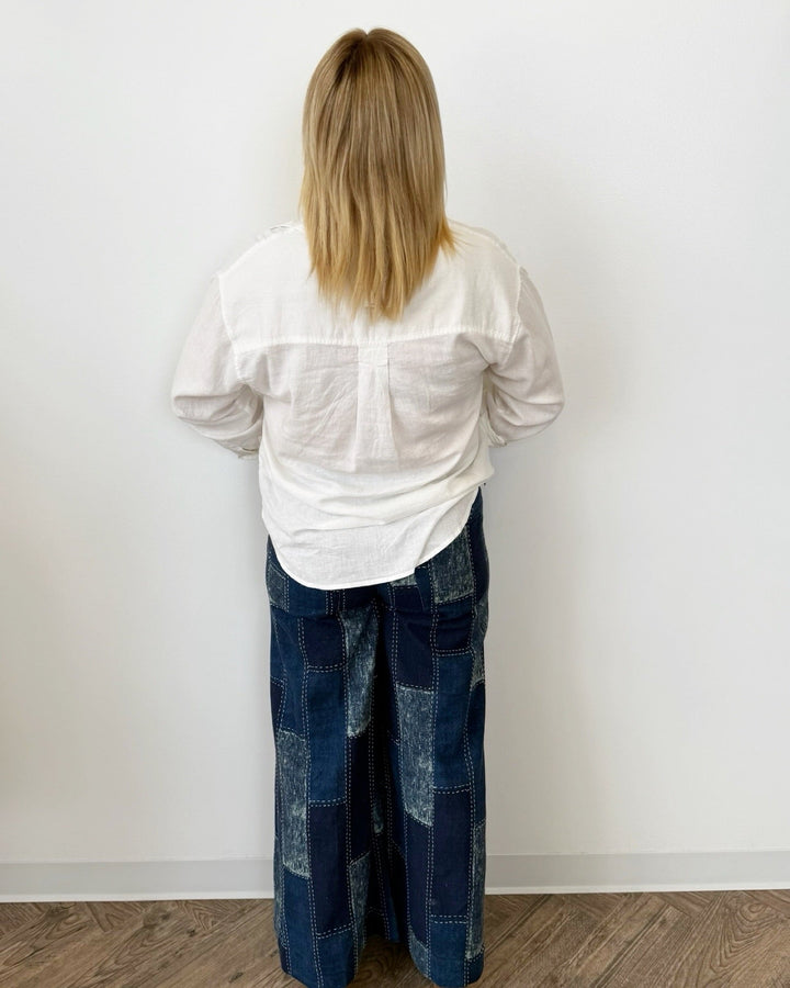 Free People Patches Wide Leg Flared Jeanswide leg jeans